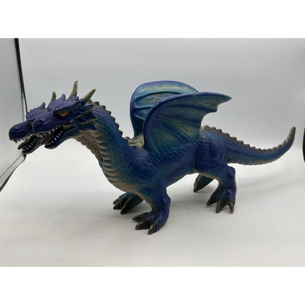 Maidenhead Toys R Us‎ BLUE Two Headed DRAGON Soft Vinyl Rubber 15" Kaiju Monster
